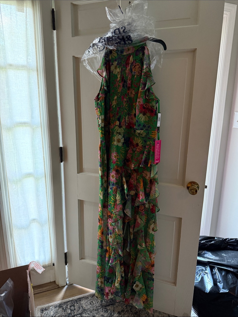 Betsy & Adam Green Floral Ruffled Halter Maxi Dress - Picture 7 of 10